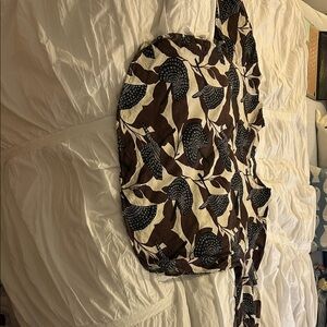 Brown and Cream Floral Tote Bag